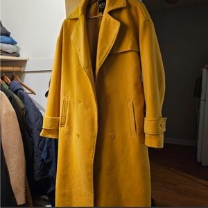 Mustard Double-Breasted Wool-Blend Trench Coat